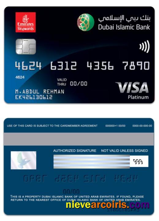 United Arab Emirates Dubai Islamic Bank Emirates Skywards DIB Platinum